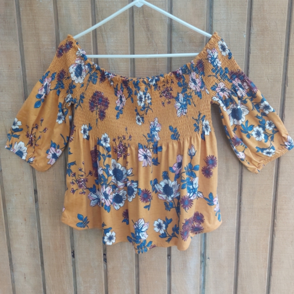 Xhiliration Smocked Off Shoulder L